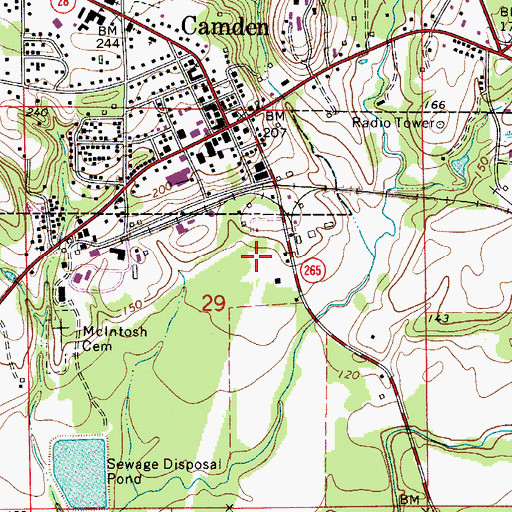 Topographic Map of WCOX-AM (Camden), AL