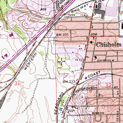 Topographic Map of WMGY-AM (Montgomery), AL