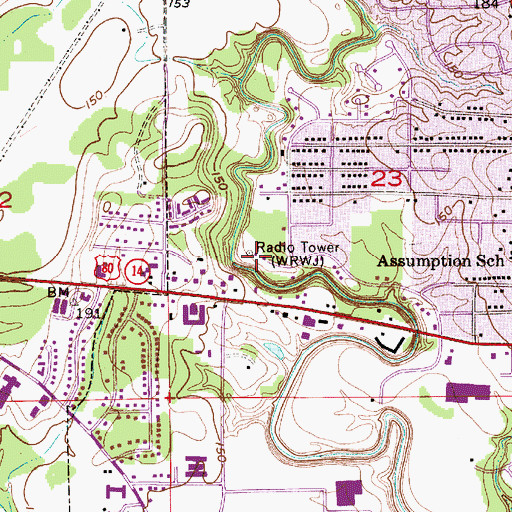 Topographic Map of WTQX-AM (Selma), AL