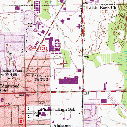 Topographic Map of WHBB-AM (Selma), AL