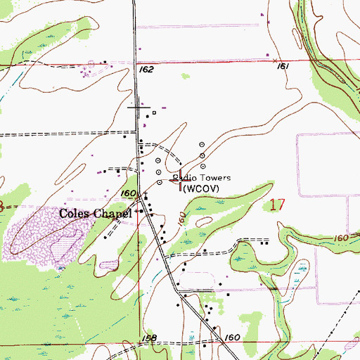 Topographic Map of WCOV-AM (Montgomery), AL