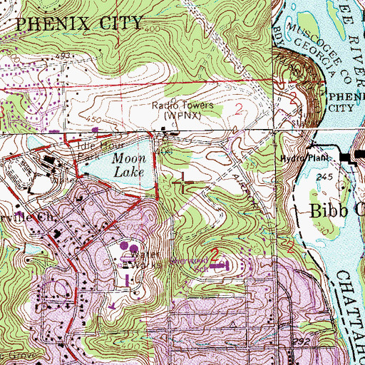 Topographic Map of WPNX-AM (Cullman), AL