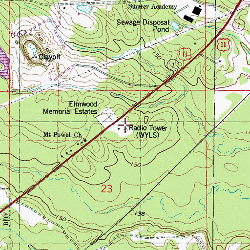 Topographic Map of WYLS-AM (York), AL