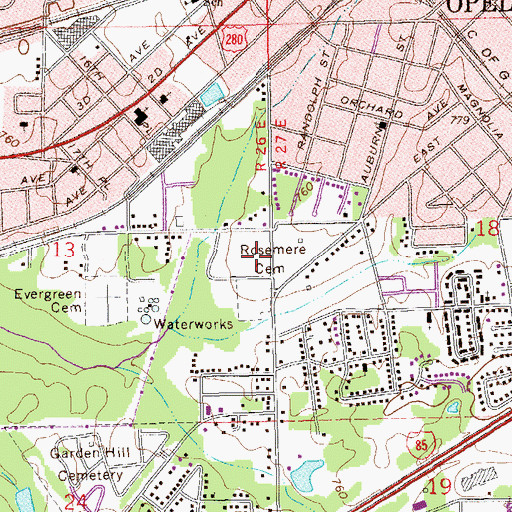 Topographic Map of WJHO-AM (Opelika), AL