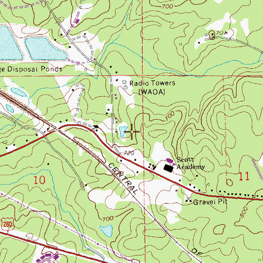Topographic Map of WAOA-AM (Opelika), AL