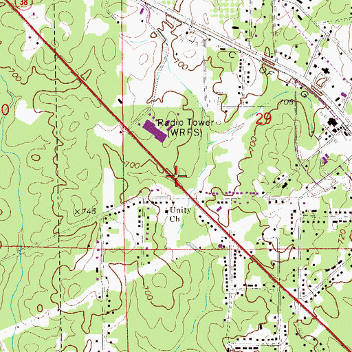 Topographic Map of WRFS-AM (Alexander City), AL