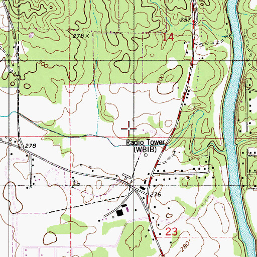 Topographic Map of WBIB-AM (Centreville), AL