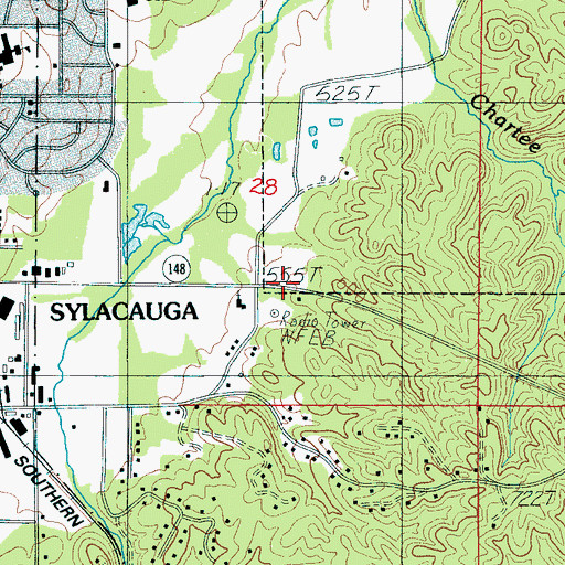 Topographic Map of WFEB-AM (Sylacauga), AL