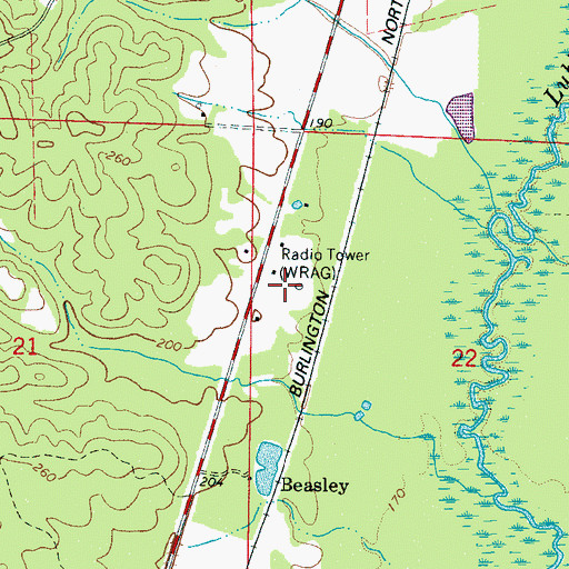 Topographic Map of WRAG-AM (Carrollton), AL