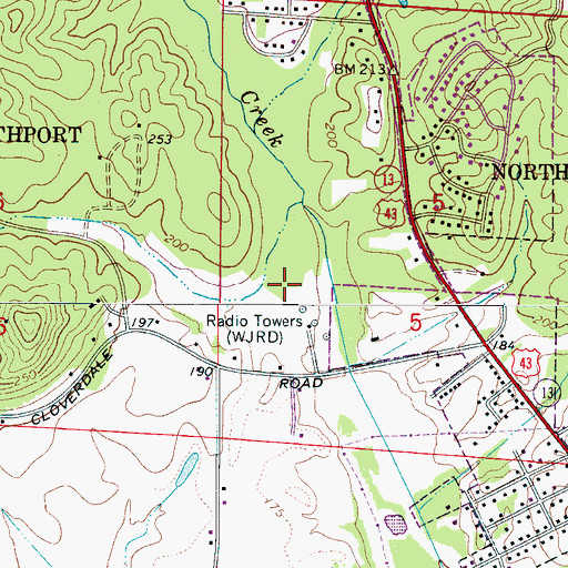 Topographic Map of WJRD-AM (Tuscaloosa), AL