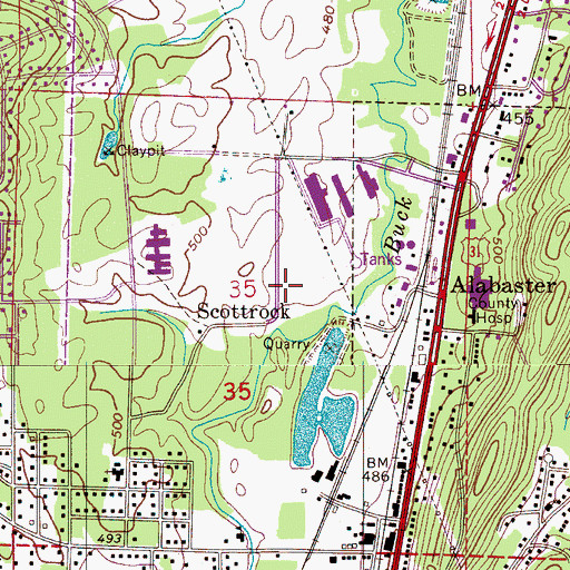 Topographic Map of WQMS-AM (Alabaster), AL