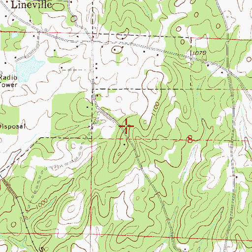 Topographic Map of WANL-AM (Lineville), AL