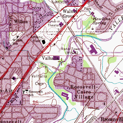 Topographic Map of WVOK-AM (Midfield), AL