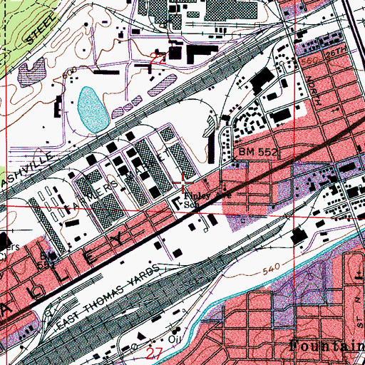 Topographic Map of WATV-AM (Birmingham), AL