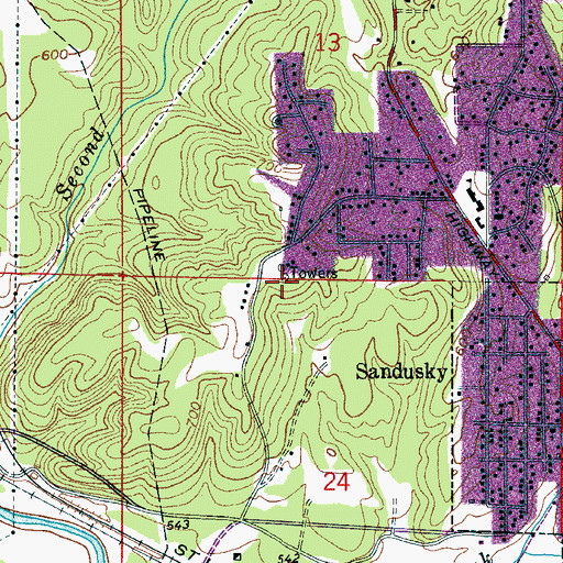 Topographic Map of WAPI-AM (Birmingham), AL