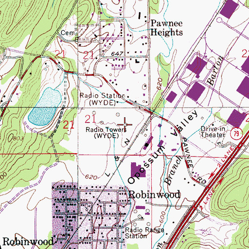 Topographic Map of WYDE-AM (Birmingham), AL