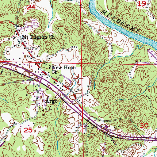 Topographic Map of WPYK-AM (Dora), AL
