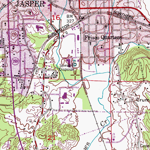 Topographic Map of WWWB-AM (Jasper), AL