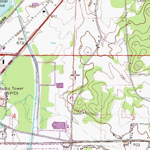 Topographic Map of WPID-AM (Piedmont), AL