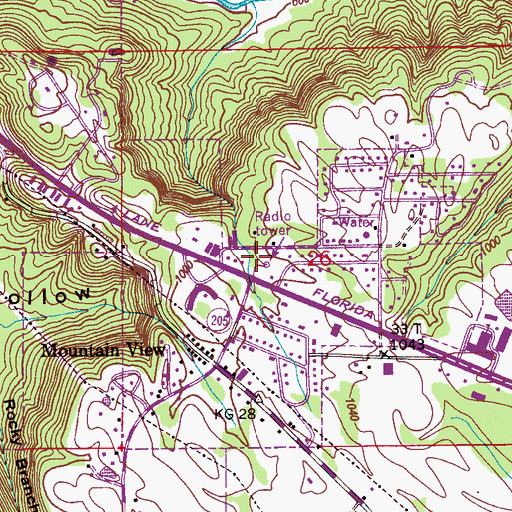 Topographic Map of WGSV-AM (Guntersville), AL