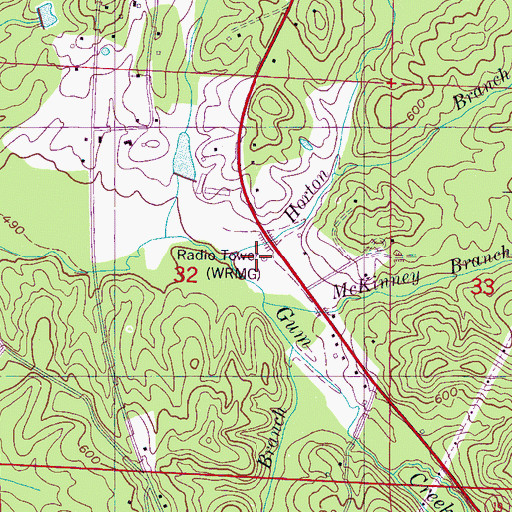 Topographic Map of WRMG-AM (Red Bay), AL