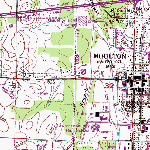Topographic Map of WHIY-AM (Moulton), AL