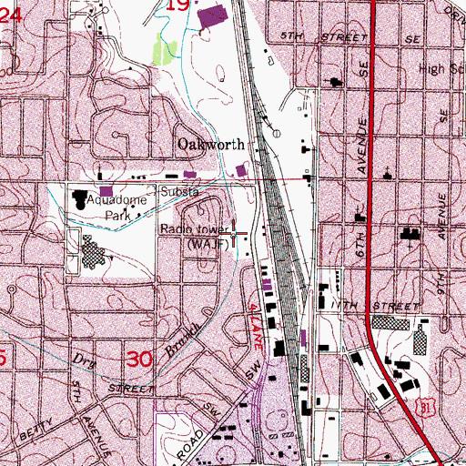 Topographic Map of WAJF-AM (Decatur), AL