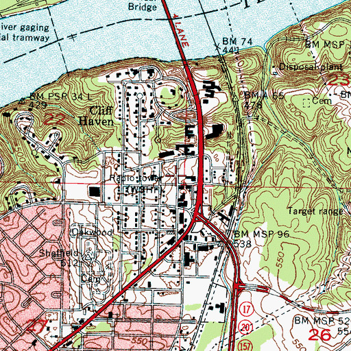 Topographic Map of WSHF-AM (Sheffield), AL