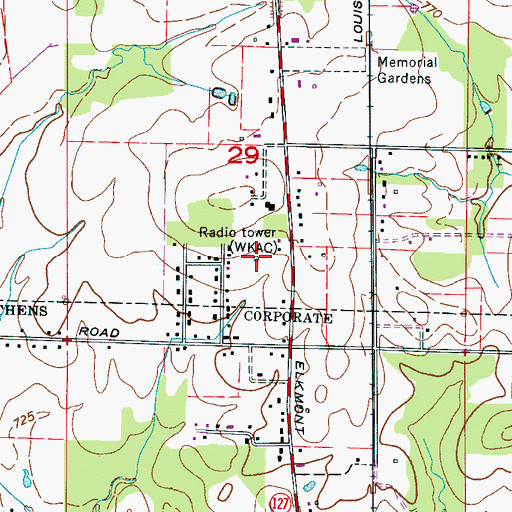 Topographic Map of WKAC-AM (Athens), AL