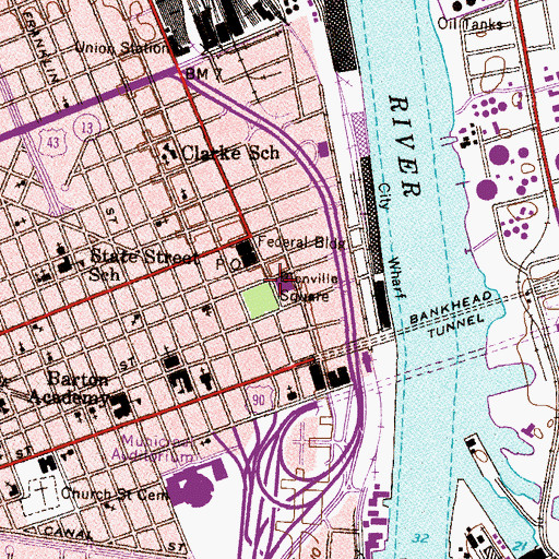 Topographic Map of WLPR-FM (Mobile), AL