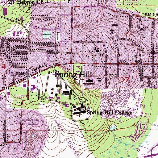 Topographic Map of WHIL-FM (Mobile), AL