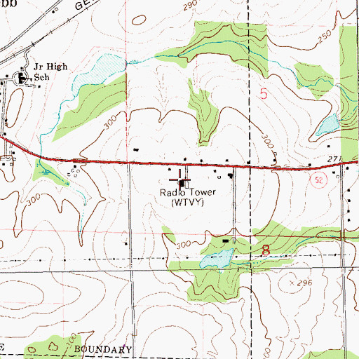 Topographic Map of WTVY-FM (Dothan), AL