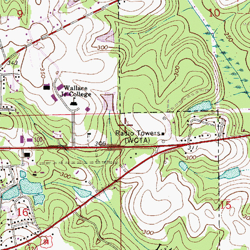 Topographic Map of WKYD-FM (Andalusia), AL