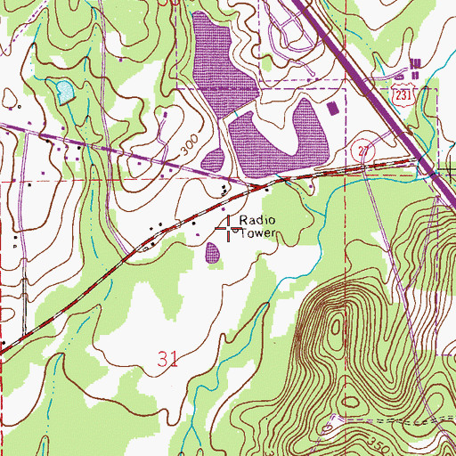 Topographic Map of WOAB-FM (Ozark), AL