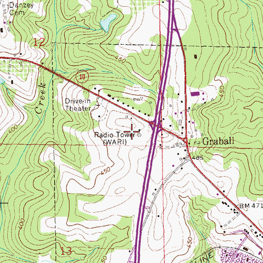 Topographic Map of WXLE-FM (Abbeville), AL