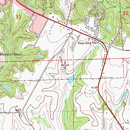 Topographic Map of WBIL-FM (Tuskegee), AL