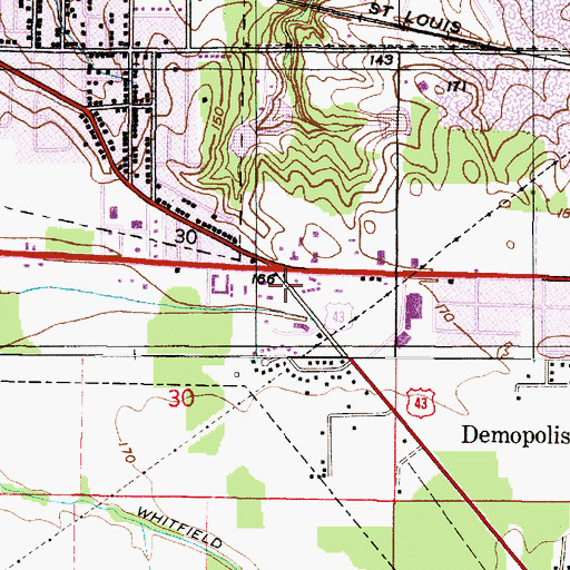 Topographic Map of WNAN-FM (Demopolis), AL