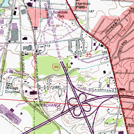 Topographic Map of WACT-FM (Tuscaloosa), AL