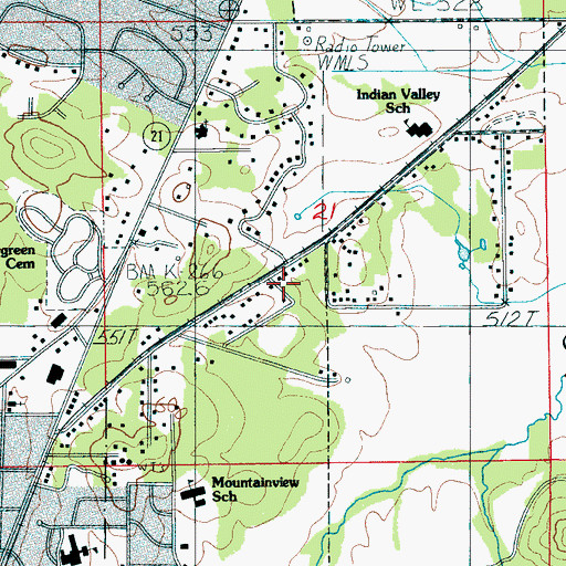 Topographic Map of WMLS-FM (Sylacauga), AL