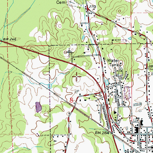Topographic Map of WVRT-FM (Reform), AL