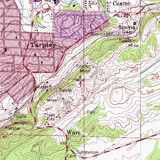 Topographic Map of WRKK-FM (Birmingham), AL