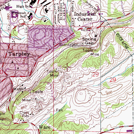 Topographic Map of WDJC-FM (Birmingham), AL