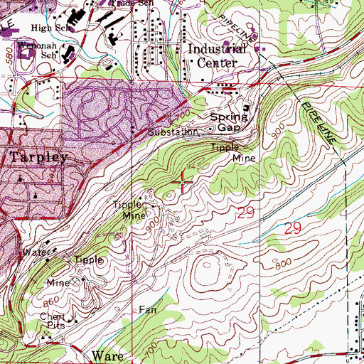 Topographic Map of WQEZ-FM (Birmingham), AL