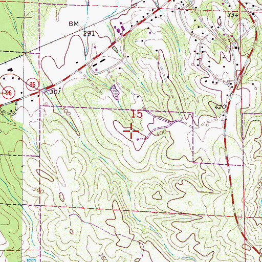 Topographic Map of WHKW-FM (Fayette), AL