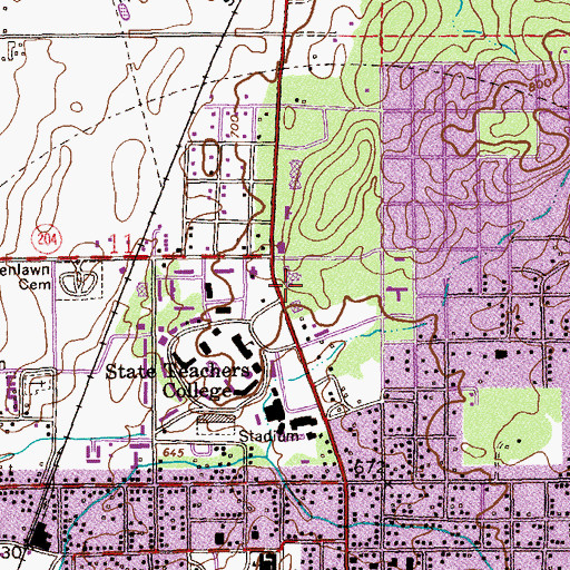 Topographic Map of WLJS-FM (Jacksonville), AL