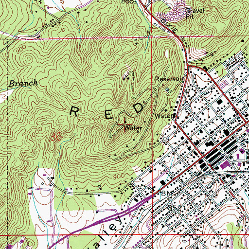 Topographic Map of WKLD-FM (Oneonta), AL
