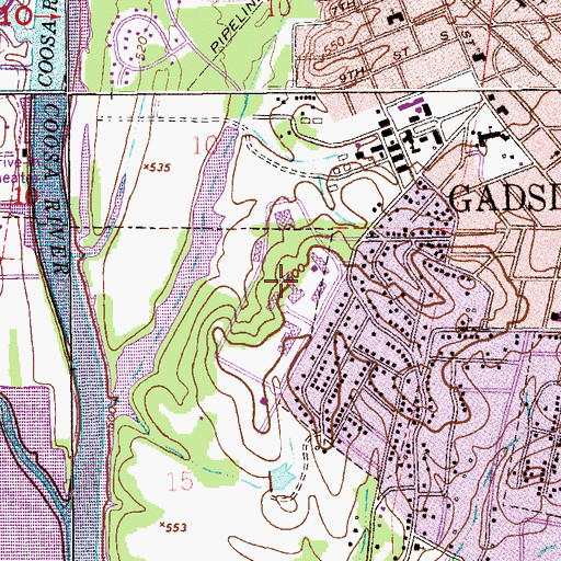 Topographic Map of WEXP-FM (Gadsden), AL