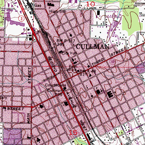 Topographic Map of WKLN-FM (Cullman), AL