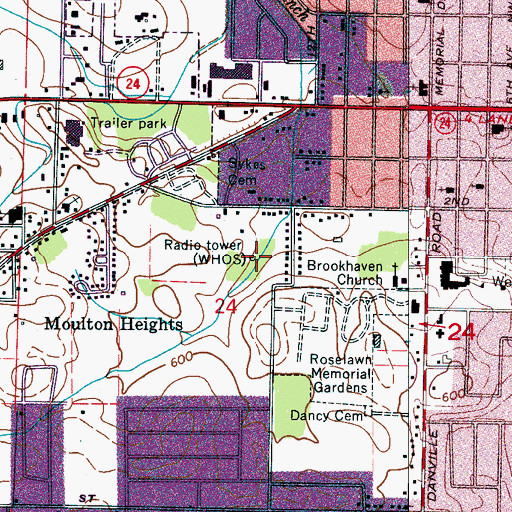 Topographic Map of WDRM-FM (Decatur), AL