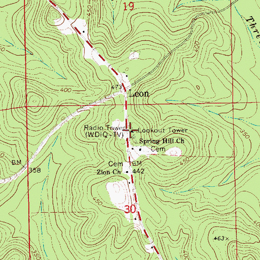Topographic Map of WDIQ-TV (Dozier), AL